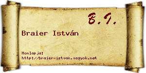 Braier István névjegykártya