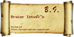 Braier István névjegykártya